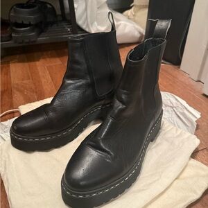 Black Platform with white stitching chelsea boots womens size 39